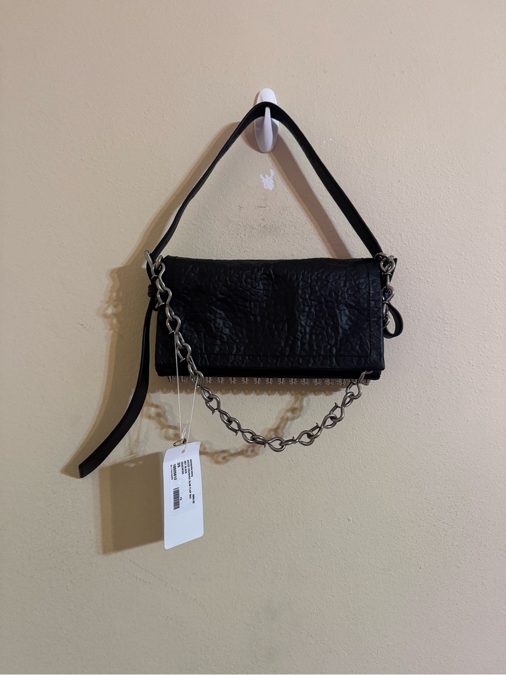 Alexander Wang New Ricco Crushed Slim Flap Bag Leather Black - Picture 2 of 15